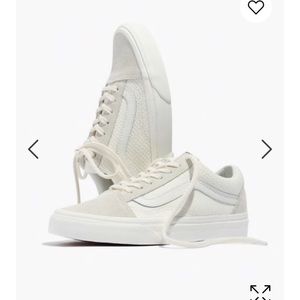 Vans lace-up sneakers in white suede and canvas